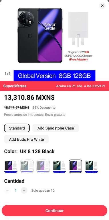 AliExpress: ONEPLUS 11 5G ( 8GB/128GB ) versión global