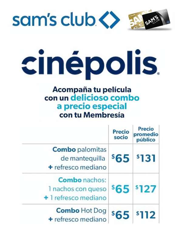 Cinepolis: Boletos y Combos a precio especial con Sam's Club Benefits