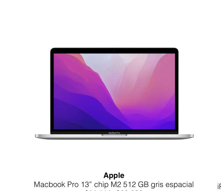Costco: Apple Macbook Pro 13" Chip M2 512GB Gris Espacial (PayPal + HSBC)