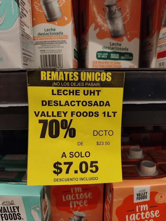 Soriana: Leche uht deslactosada valley foods 1litro $7 - Coapa