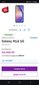 Telcel: Samsung A54 5G 8/128