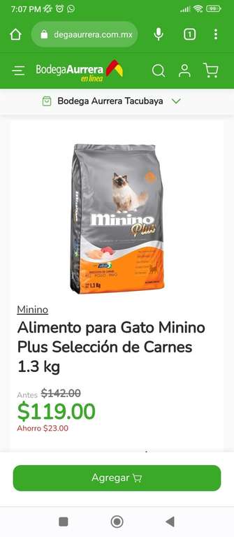 Bodega Aurrerá: Minino alimento para el Gathijo 1.3 kg