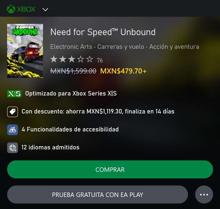 Xbox Store: Need for speed unbound