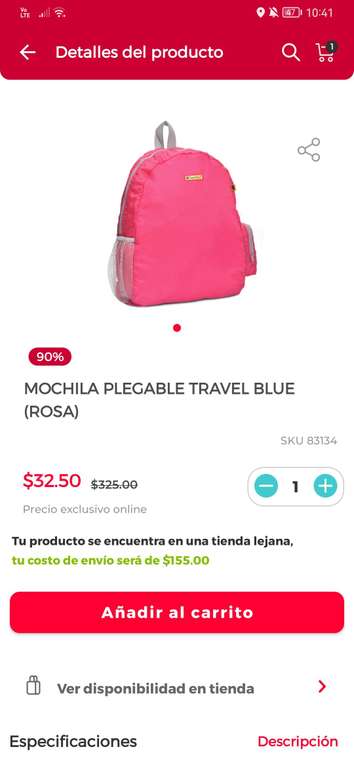 Office Depot: mochila plegable travel blue (rosa)