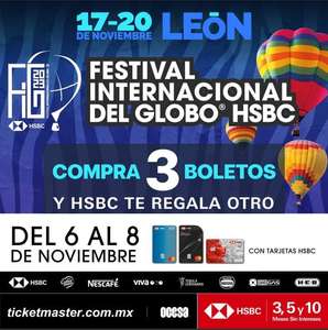 Ticketmaster, Festival Internacional del Globo: Compra 3 boletos y HSBC te regala otro