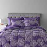Amazon Basics - Juego de ropa de cama de microfibra ligera de 7 piezas, tamaño King, diseño floral morado