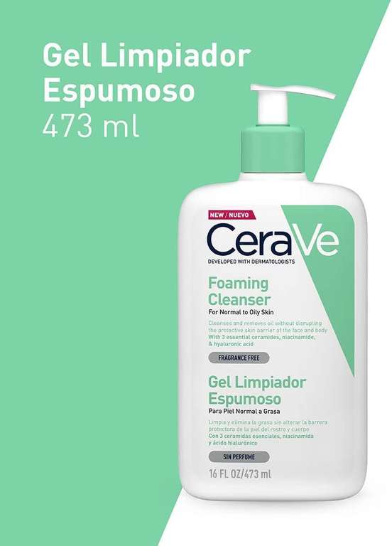Amazon: CeraVe Gel Limpiador Espumoso |473ml|