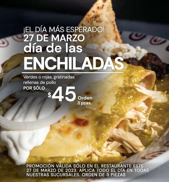 Potzollcalli: Dia de las Enchiladas $45 (27 de marzo)