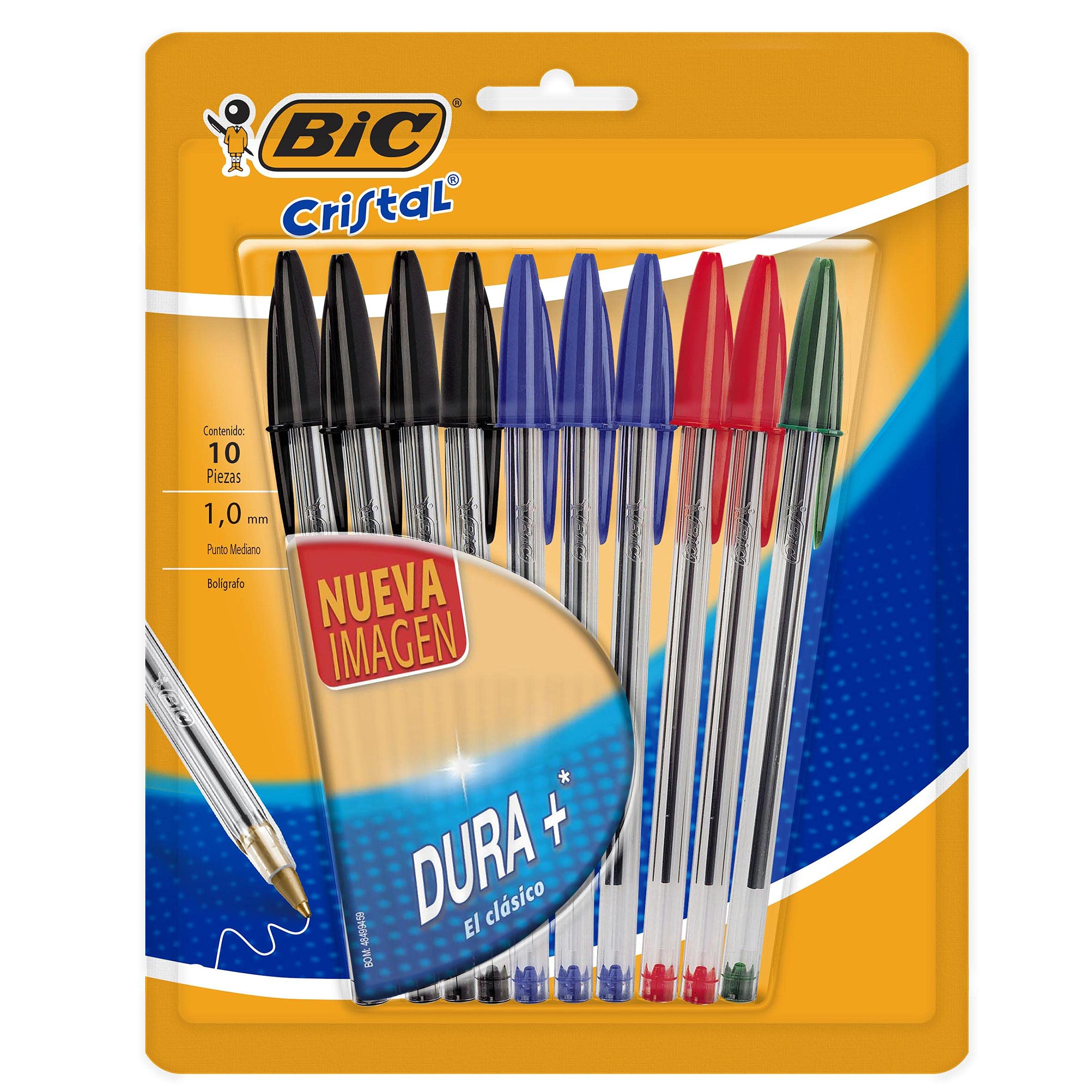 Amazon: Bolígrafo de Punto Mediano BIC, Surtido de 4 Colores, 10 piezas | Comprando 4 Paquetes $21 c/u