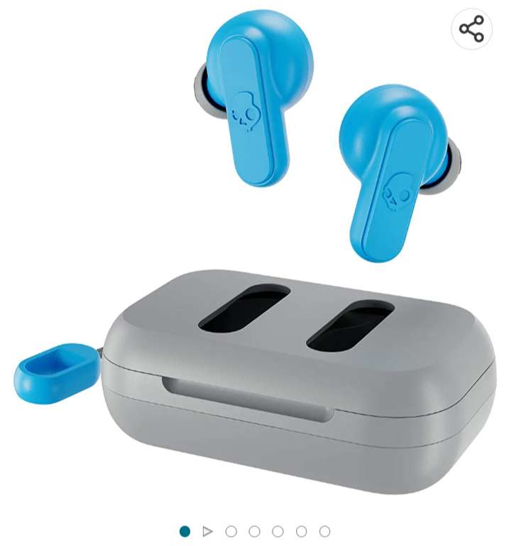 Amazon: SKULLCANDY Dime True - Auriculares in-Ear inalámbricos, Color Gris Claro/Azul