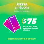 Cinépolis - $35 entradas, $75 por VIP, hasta 50% de descuento en palomitas "Fiesta Cinépolis" (6 al 8 de Noviembre)