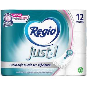 Amazon: Papel higiénico Regio Just 1 - 12 rollos - Planea y cancela