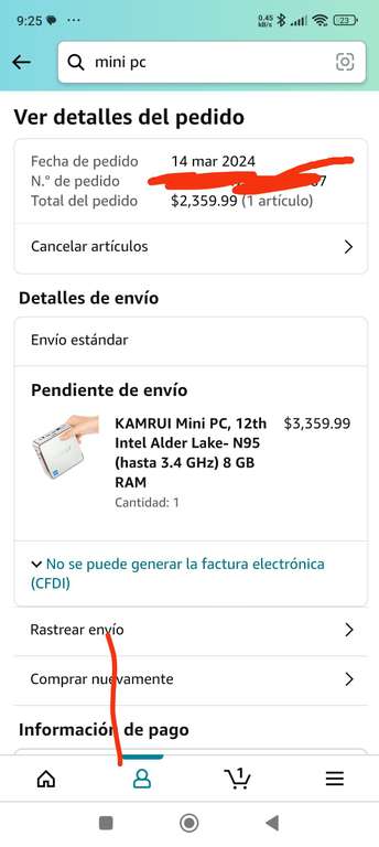 Amazon: mini pc kamrui 12 th me dejó usa cupón del vendedor y salió en 2359