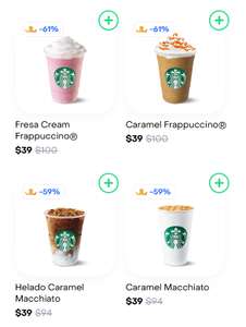 Rappi Starbucks - bebidas a $39