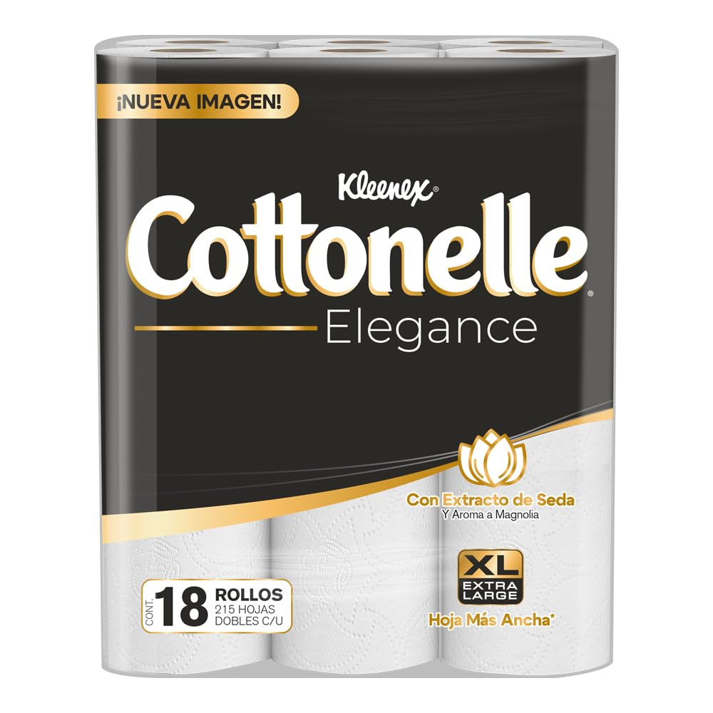 AMAZON: Kleenex Cottonelle Elegance XL, Paquete con 18 Rollos de 215 Hojas Dobles C/U (Comprando 5 piezas)
