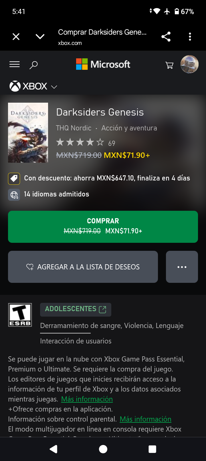 Darksiders Génesis Xbox Store