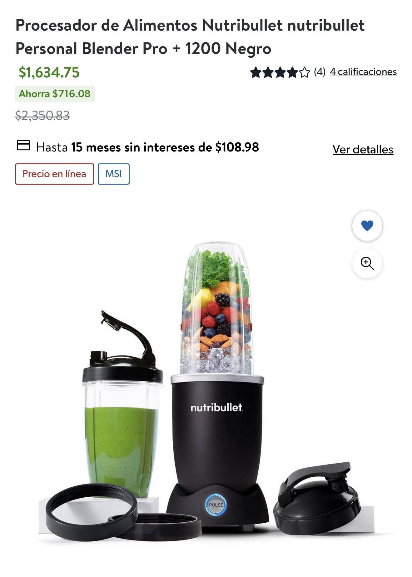 Sam's Club - Nutribullet Personal Blender Pro + 1200 CHECAR DISPONIBILIDAD!