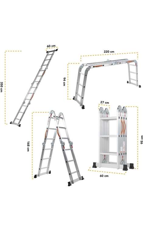 Amazon: escalera multiposiciones 3.5m 12 peldaños con plataforma para andamio