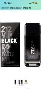 Amazon: Carolina Herrera - 212 VIP Black Men de 3,4 onzas/100 ml
