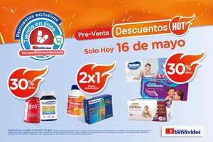 Farmacias Benavides: Pre-Venta Descuentos Hot 16 Mayo solo tienda en línea