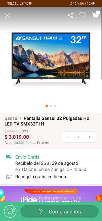 Linio: Pantalla sansui 32 HD LED TV SMX32T (Paypal+cupon)