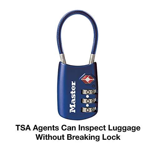 Amazon: candado, puedes establecer tu propia combinación TSA aceptado Cable equipaje, Paquete de 1, 1-Pack Blue, Azul