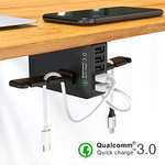 Amazon: soporte para Auriculares con Cargador USB, Debajo del Escritorio, 5 Puertos USB