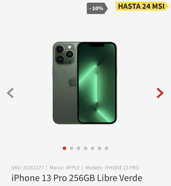 Elektra: iPhone 13 Pro Verde 256gb con Paypal + HSBC