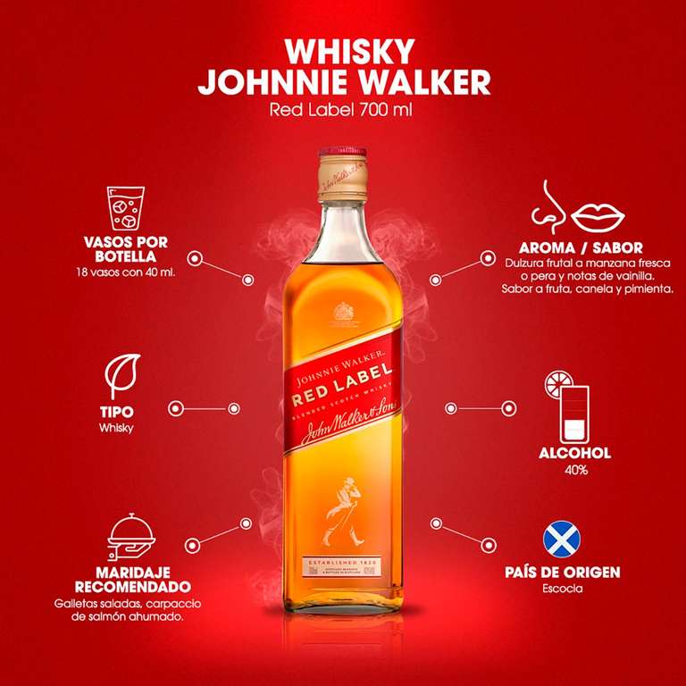 Chedraui Whisky Johnnie Walker Red Label 700ml