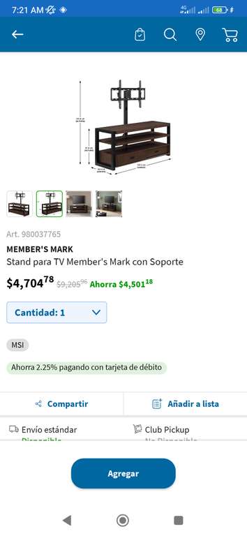 Mueble para televisión con soporte (si soporta hasta 65")