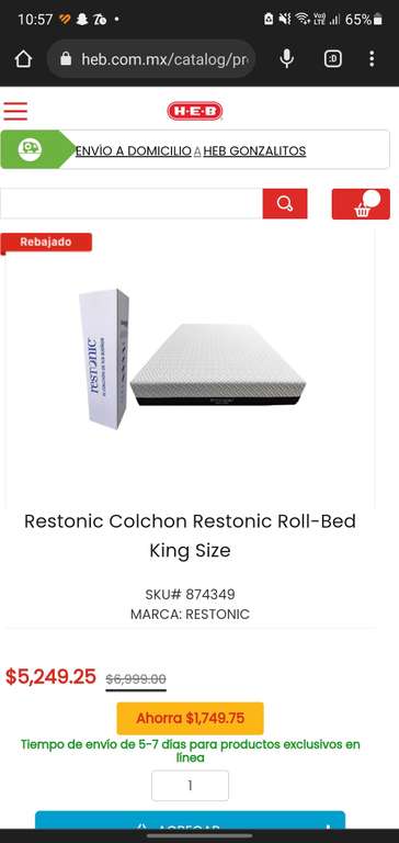 Heb: Colchon Restonic Roll-Bed King Size