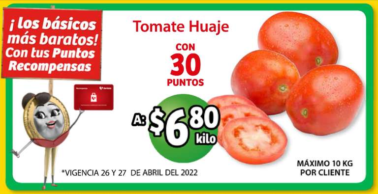 Soriana Mercado y Express: Frescura de Mercado 26 y 27 Abril: Jitomate Saladet $6.80 + 30 puntos