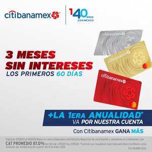 Citibanamex: tarjeta de crédito primera anualidad gratis para aprovechar Hot Sale