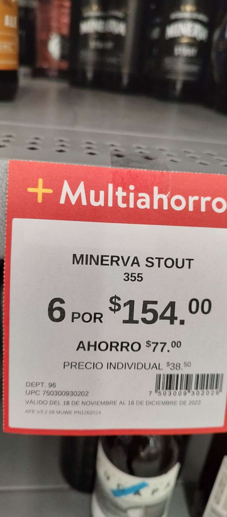 Cerveza Minerva 6x$154 en Walmart