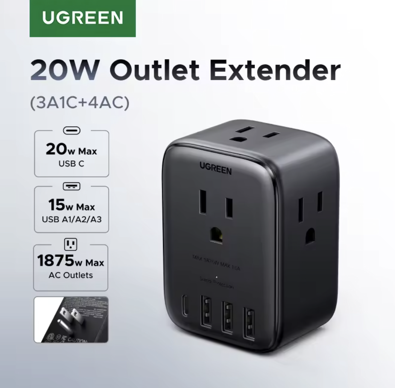 AliExpress: UGREEN Outlet Extender Multicontactos 20W | Monedas