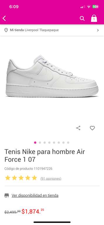 Liverpool: tenis nike AIR FORCE ONE - HOMBRE -MSI
