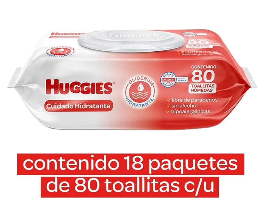 $54.00 - Chedraui - Toallitas húmedas Huggiers / Paquete de 80 pz con  estuche organizador con el 50% de descuento - LiquidaZona