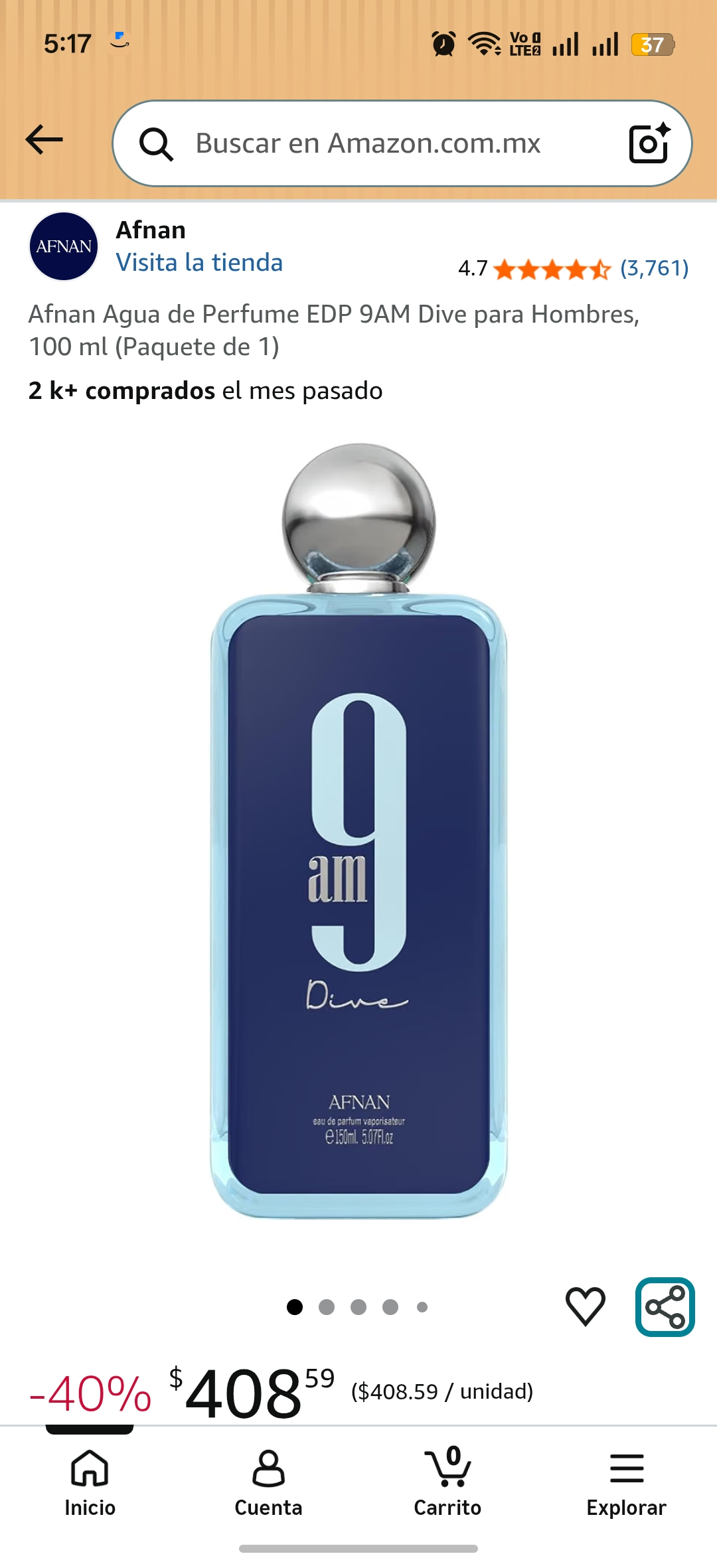 Amazon - Afnan EDP 9AM Dive para Hombres, 100 ml