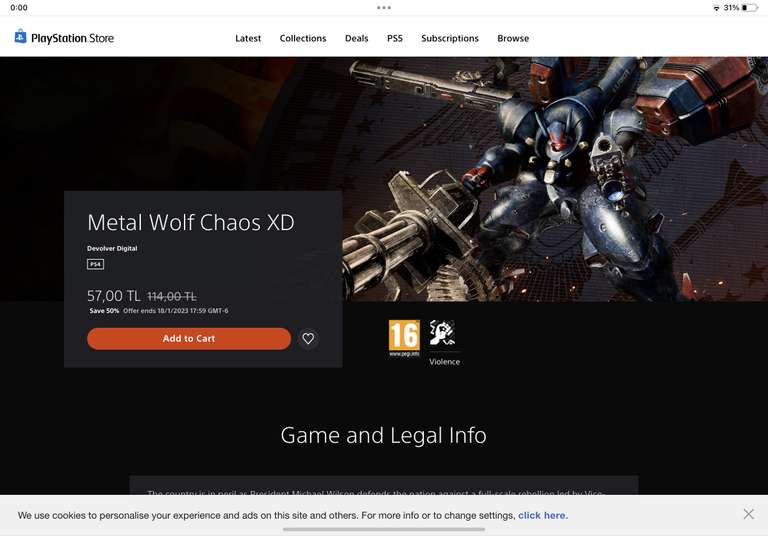 PlayStation Store: Metal wolf chaos play station 4 Turquía