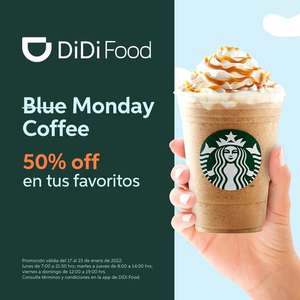 Didi Food: Starbucks con 50% "Coffee Monday" 17 al 23 de enero