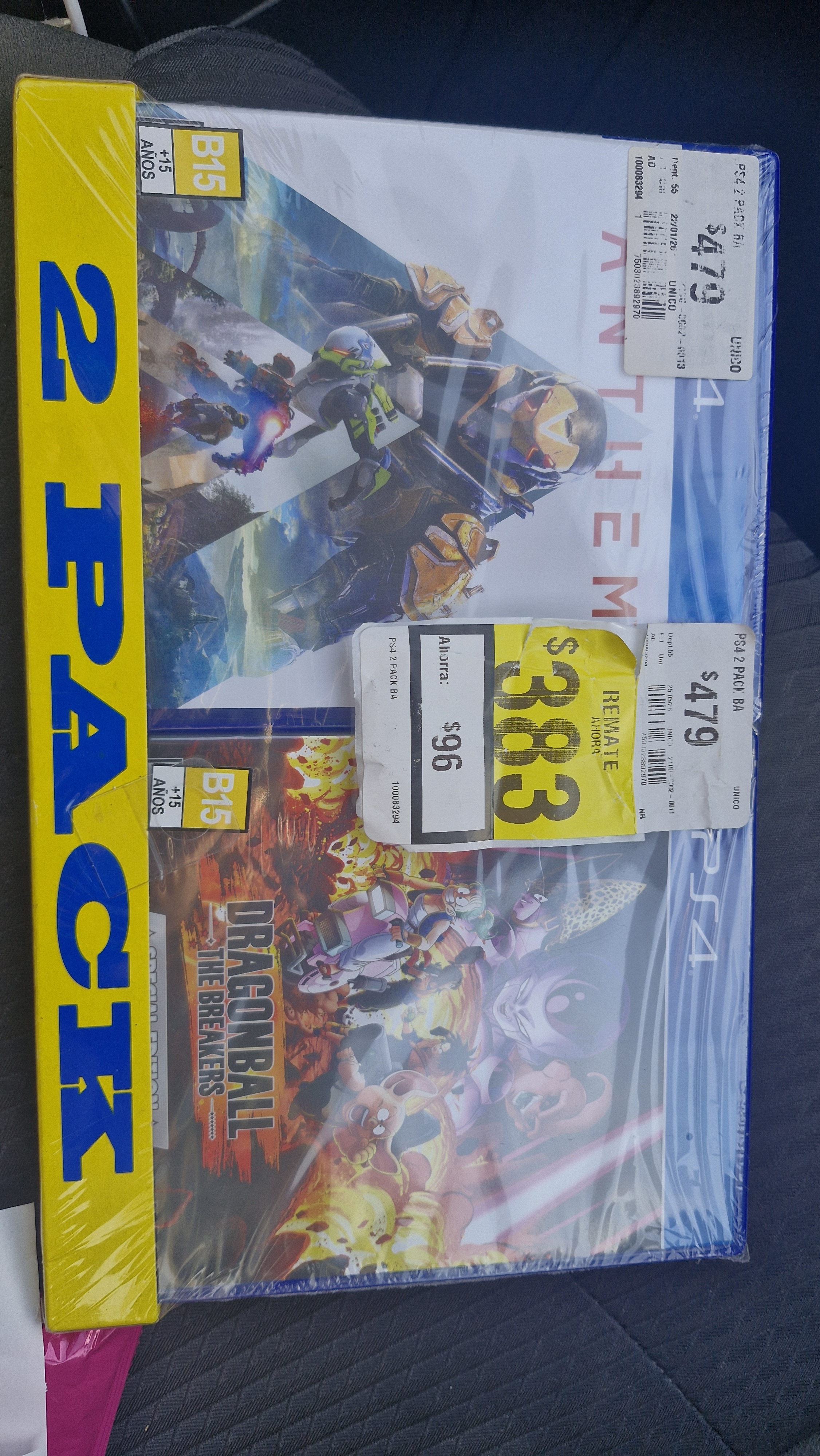 2 pack en Bodega aurrera dragon ball y anthem PS4