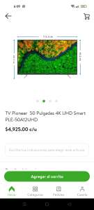 Bodega Aurrera: Google TV Pantalla Pioneer 50 Pulgadas 4K UHD Smart PLE-50A12UHD