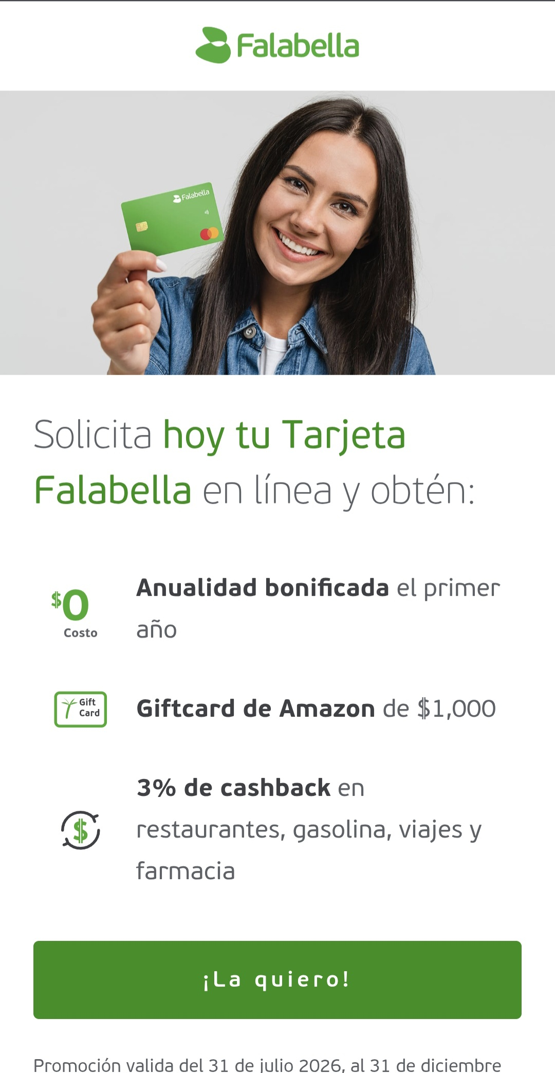 Falabella Soriana: Falabella: Gift Card de 1000 Pesos Amazon al tramitar tu tarjeta de crédito Falabella
