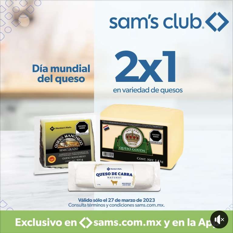 Sam’s Club: 2x1 en quesos