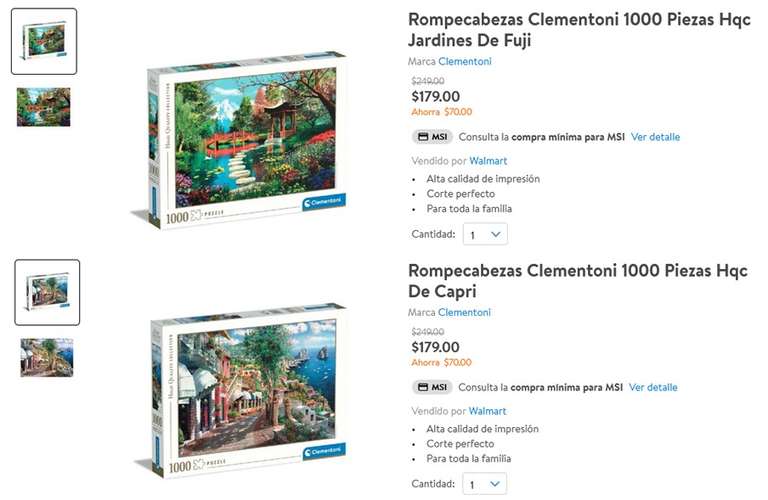 Walmart: Rompecabezas Clementoni 1000 piezas a menos de $200, varios modelos