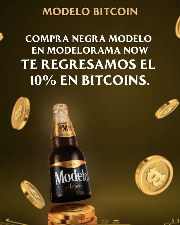 Cerveza Modelo: 10% cashback en Bitcoin