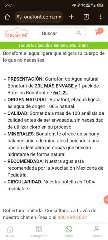 Bonafont: Agua natural 20 L + envase + pack 6x1 2L