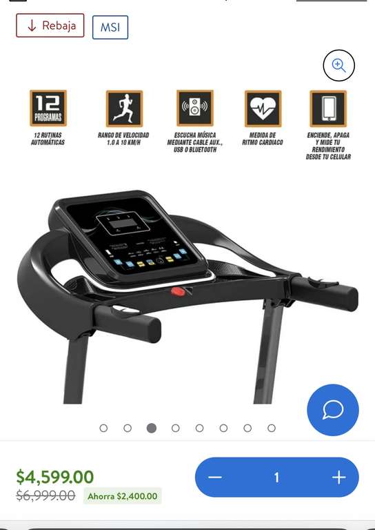 Walmart: Caminadora Electrica 1.8HP Centurfit Fitness Gym 12 programas