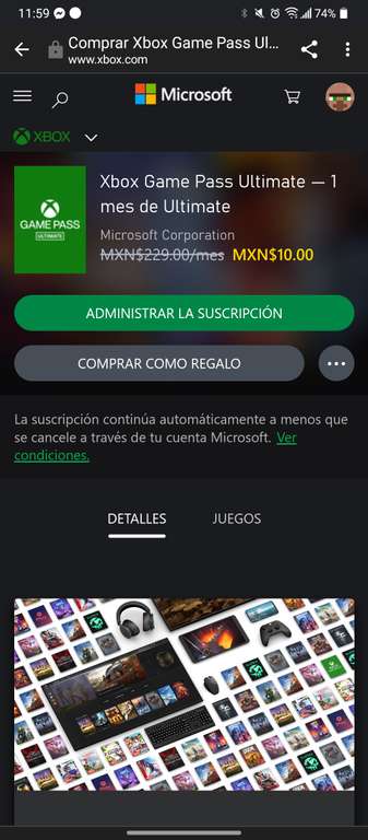 Xbox Game Pass ultimate 10 pesos (usuarios seleccionados)