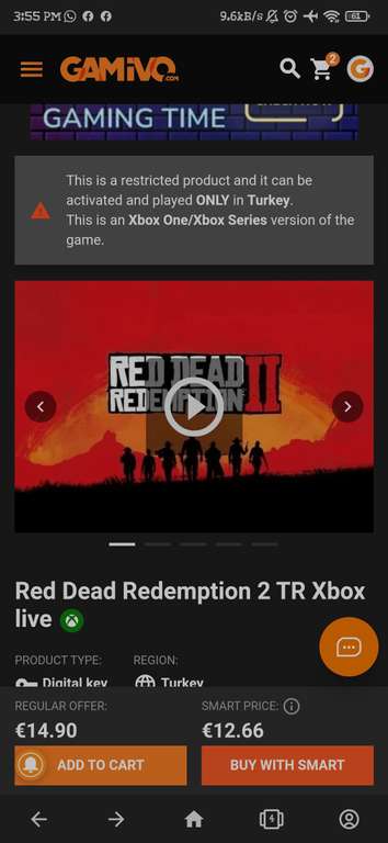 Gamivo Red read redemption 2, Xbox live Turquía